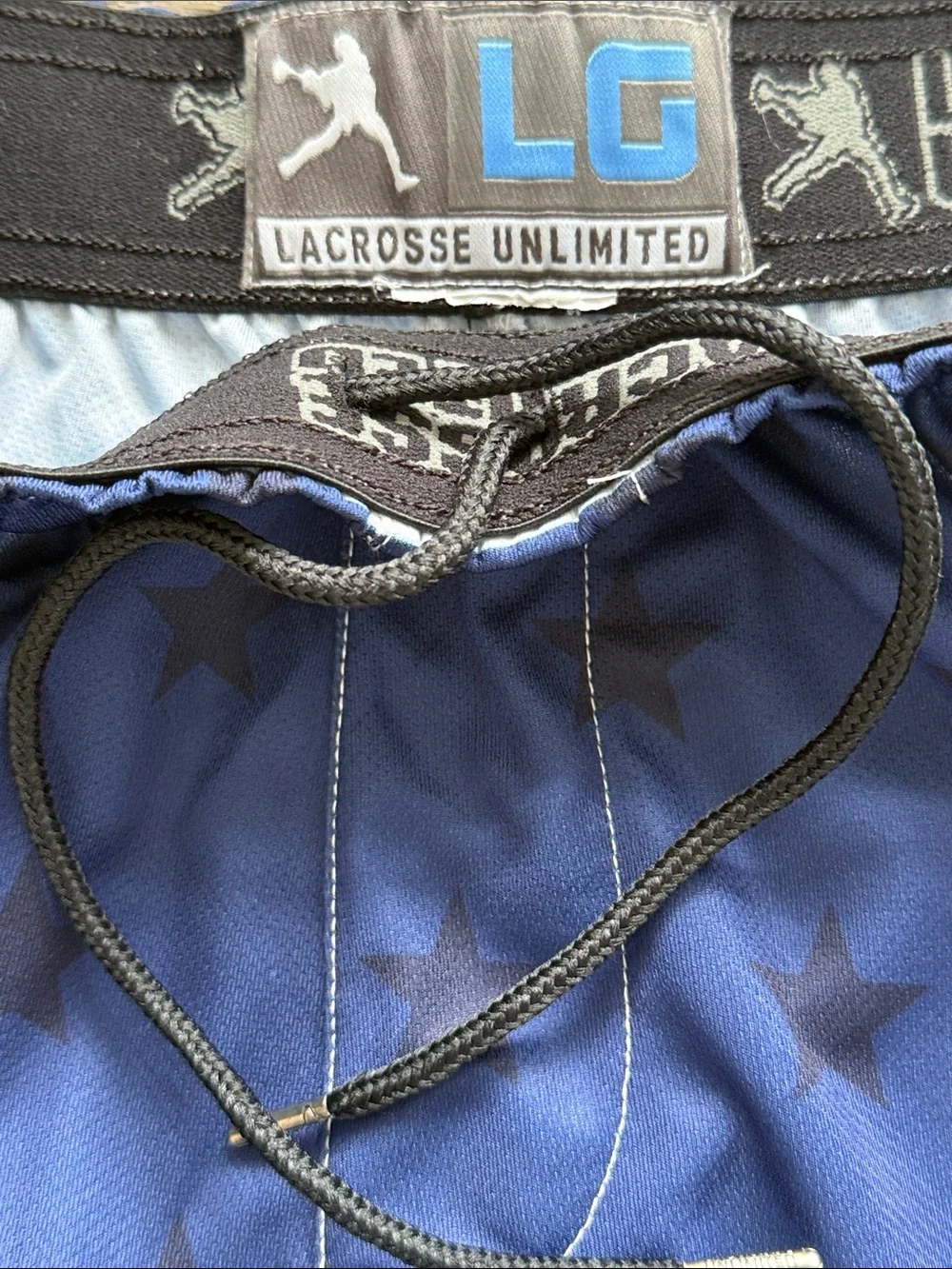 🥍 Mens Stars & Stripes USA Flag Lacrosse Unlimited LAX Athletic Shorts-Large